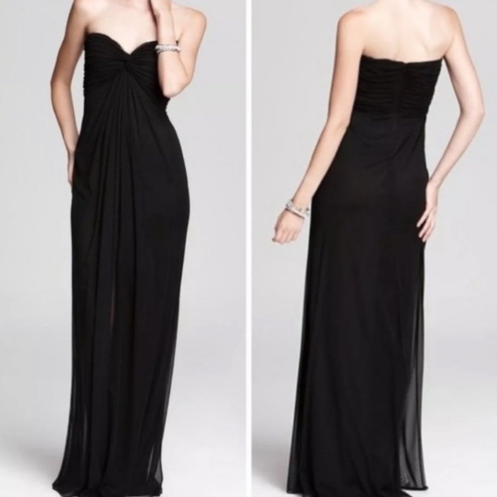 Tadashi Shoji Brown Strapless Maxi Gown